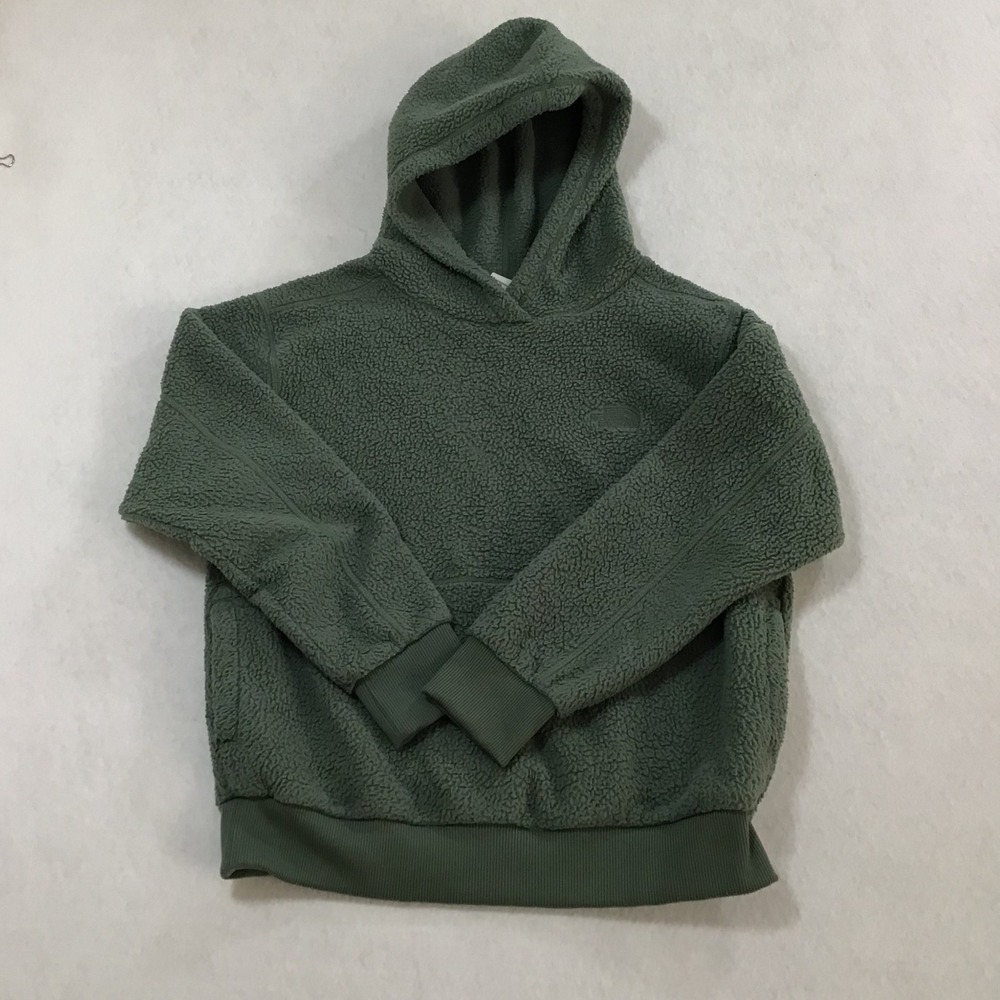 The North Face Womens Sage Green High Pile Fleece Sherpa Hoodie Size Medium